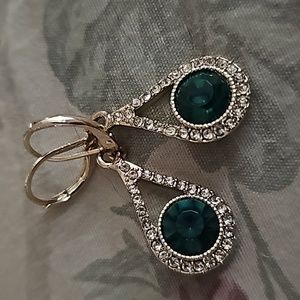 Emerald hoop earrings